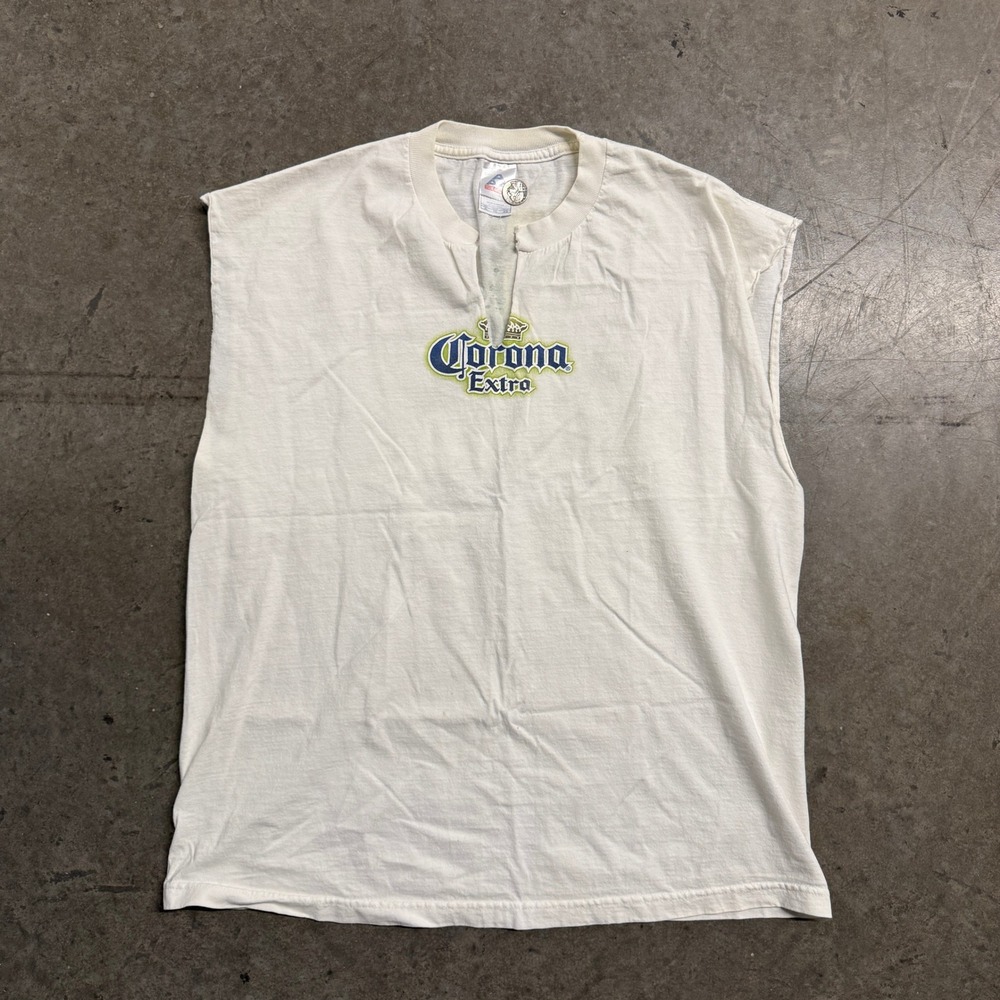 Vintage 2005 Corona Extra Muscle Tee Shirt Mens XL White Got Lime Beer Graphic
